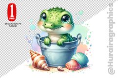 Cute Crocodile Clipart - PNG File Product Image 1