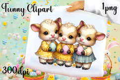 Spring animal clipart|Cute cow easter animals clipart Product Image 1