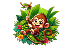 Cute Monkey Clipart - PNG File Product Image 1