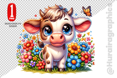 Cute Cow Clipart - PNG File Product Image 1