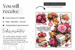 Mothers day clipart, Gifts and flowers, best mom sublimation Product Image 3