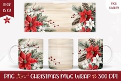 Poinsettia Mug Design, Christmas Coffee Mug Wrap Product Image 1