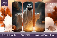 3D Halloween Ghost Tumbler Wrap, 3D Tumbler Wrap Sublimation Product Image 1