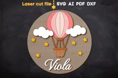 Baby Name Sign Air Balloon SVG laser cut file for Glowforge Product Image 1