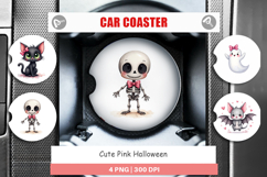 Cute Pink Halloween Car Coaster Product Image 1