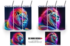 3D Neon Lion | Tumbler Sublimation Wrap Product Image 5
