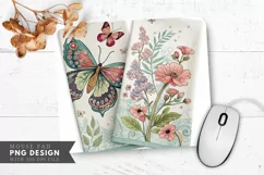 Butterfly Bliss Floral Tea Towels Mouse Pad PNG Design Product Image 1
