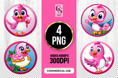 Cute Pink Bird Clipart Sublimation PNG Product Image 1