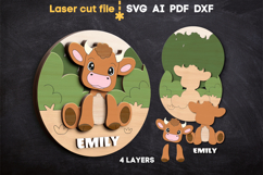 Bull Baby Name Sign SVG laser cut file for Glowforge Product Image 1