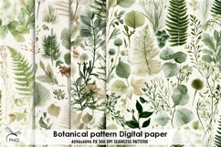 Botanical patternl digital paper, background clipart Product Image 1