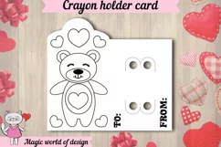 Valentine's Day Bear Coloring Card holder svg, paper craftin Product Image 2