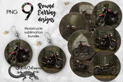 Steampunk Motorcycle | 9 Sublimation round earrings designs Product Image 1