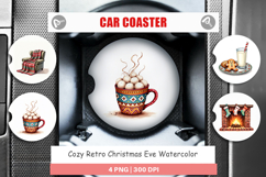 Retro Christmas Eve Car Coaster Product Image 1