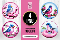 Pink Blue Bird Clipart Sublimation PNG Product Image 1