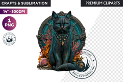 Black Cat Familiar Clipart PNG, Witch Cat, Mystical Animal Product Image 1
