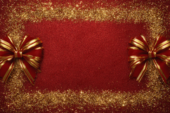 Red and Gold Gift Bow Background with Sparkling Glitter Product Image 1