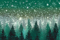 A serene winter landscape with snow falling on pine trees Product Image 1