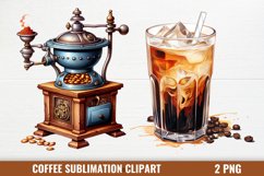Coffee Sublimation Clipart, Coffee Watercolor Clipart Product Image 1