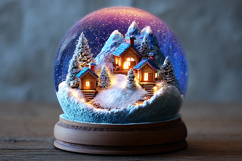 A miniature snow globe with a cozy winter village inside Product Image 1
