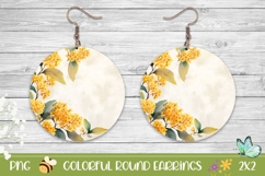 Spring Flowers Round Earrings, Floral Earrings Design Product Image 1