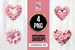 Pink Blossom Heart Floral Clipart Sublimation PNG Product Image 1