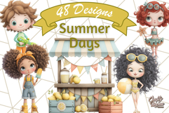 Summer Days Clipart, Whimsical Kids PNG Graphics Product Image 1