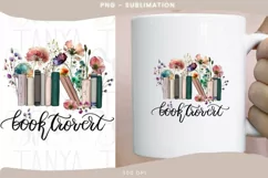 Booktrovert Png for Sublimation, Book Wildflowers Png Product Image 3