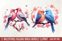 Breeds of Valentine Kissing Birds, Valentine's Day Clipart Product Image 1
