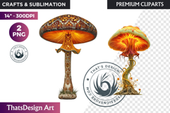 Glowing Fantasy Mushrooms PNG, Magic Mushroom Clipart Product Image 1