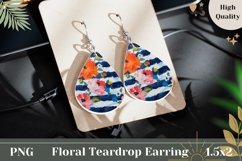 Floral Teardrop Earrings PNG, Flowers Teardrop Earrings Product Image 1