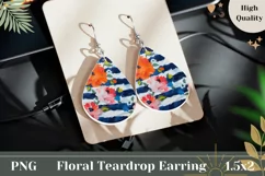 Floral Teardrop Earrings PNG, Flowers Teardrop Earrings Product Image 1