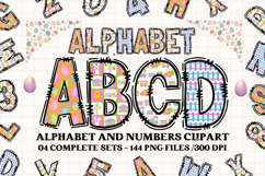 Easter Day Alphabet png clipart, easter day letters doodle Product Image 1