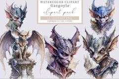 Gargoyle clipart, Halloween clipart, Watercolor clipart Product Image 1