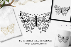 Paper cut Butterfly with flowers / Butterfly png Product Image 1