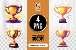 Golden Trophy Cup Clipart Sublimation PNG Product Image 1