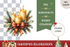 Cartoon Christmas Candles Illustration, Gold Christmas PNG Product Image 1