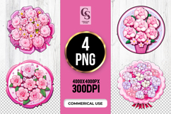 Pink Flower Bouquet Clipart Sublimation PNG Product Image 1