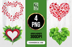 Leaf and Floral Heart Shape Clipart Product Image 1