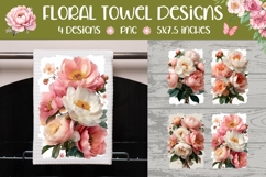Floral Towel Designs, Pink Peony Towel Template Product Image 1