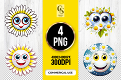 Happy Daisy Flower Clipart Sublimation PNG Product Image 1
