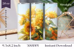 Sunflowers Field Sublimation PNG, Sunflowers Tumbler Wrap Product Image 1