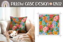 Pillow Case Template, Flowers Pillow Sublimation PNG Product Image 1