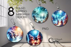 Christmas snowman | 8 Round earring Sublimation designs Product Image 1