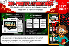 300Positive Affirmations for Kids Worksheets poster for kids Product Image 1