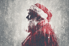 Grunge Santa Claus Portrait, Distressed Art Background Product Image 1
