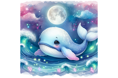 Cute Whale Clipart - PNG File Product Image 1