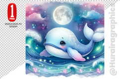 Cute Whale Clipart - PNG File Product Image 2