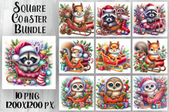 Funny Christmas Coaster Design | animal Square Coaster Product Image 1
