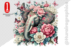 Cute Elephant Clipart - PNG File Product Image 1