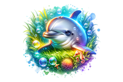 Cute Dolphin Clipart - PNG File Product Image 1